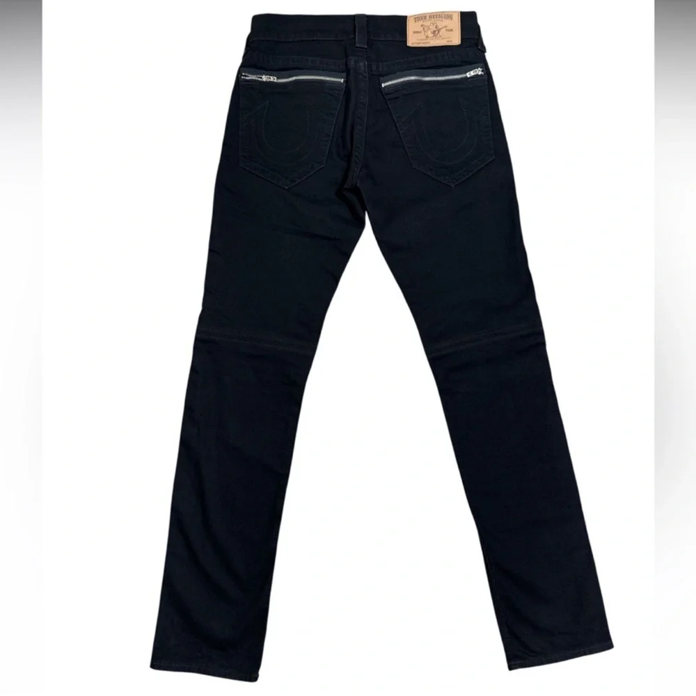True Religion Slim Moto Zippered Black Jeans Men’s Size 30
